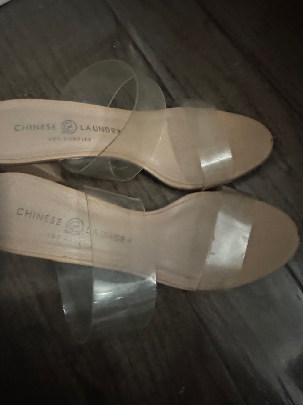 Chinese Laundry Nude Clear Strap Slide Sandals